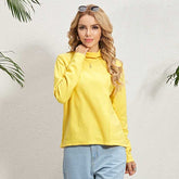 Women Tops Long Sleeve Warm Slim T Shirts Solid Color Turtleneck Bottoming Shirt Pullovers Tees Autumn Winter Elastic Basic Shirts for Women Sai Feel